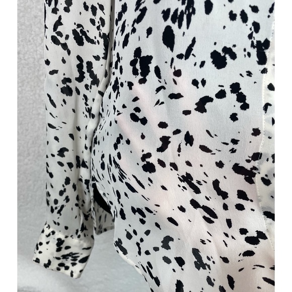 HAUTE HIPPIE • Dalmatian Print Semi-Sheer Button-Down Long Sleeve Shirt - Picture 6 of 11